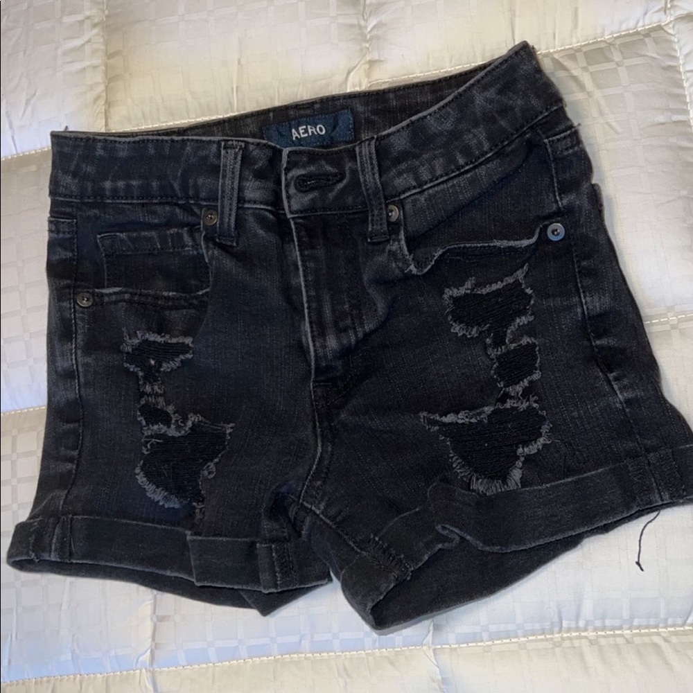 Black jean shorts